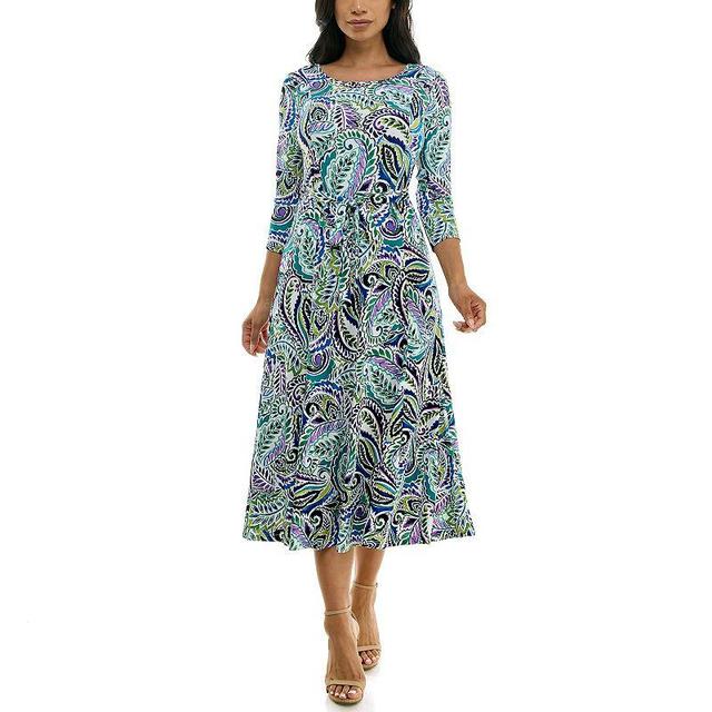 Womens Nina Leonard Sylvia Midi Dress with Belt Product Image