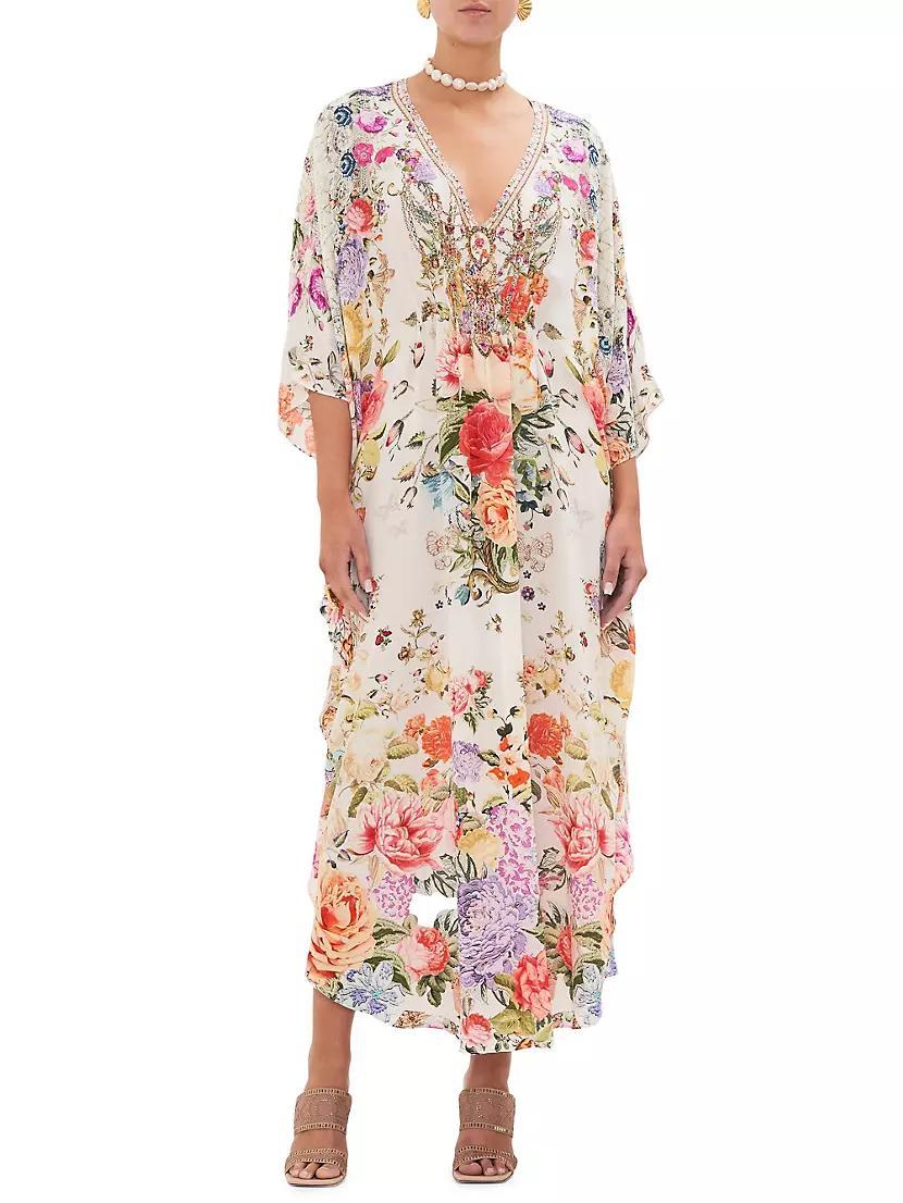 Floral Silk Caftan Dress Product Image