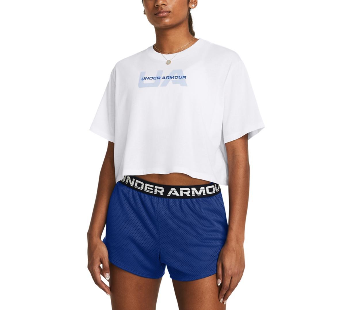 Womens UA Boxy Crop Branded Short Sleeve Product Image