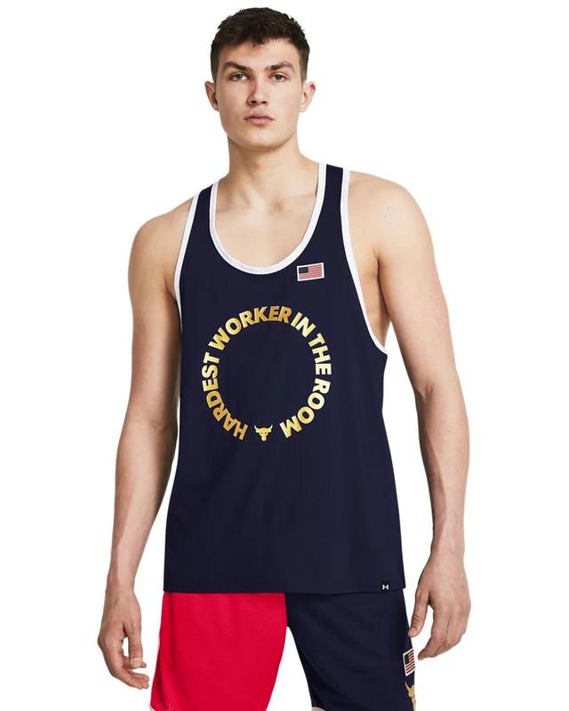 Men's Project Rock Iso-Chill Red, White & Blue Tank Product Image