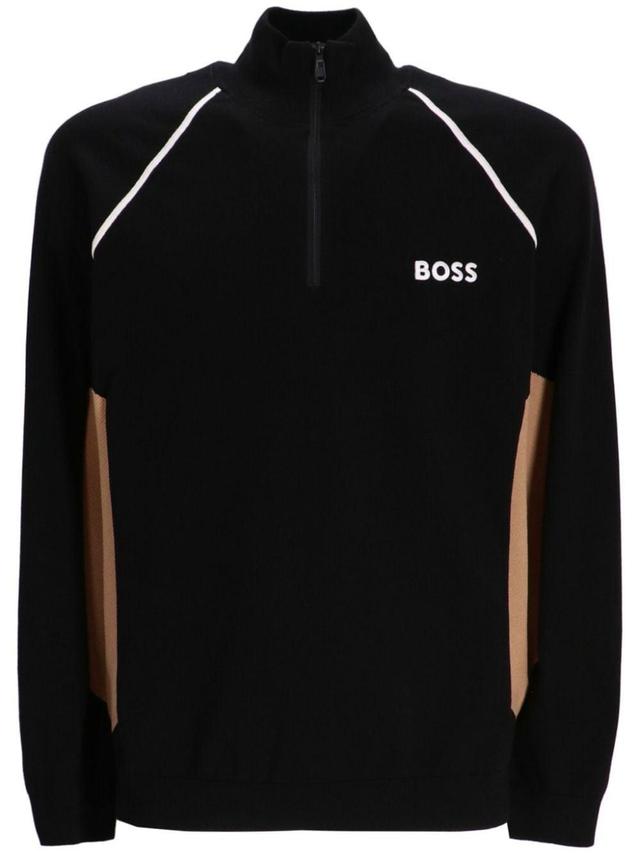 Logo-embroidered Colour-block Sweater In Black Product Image