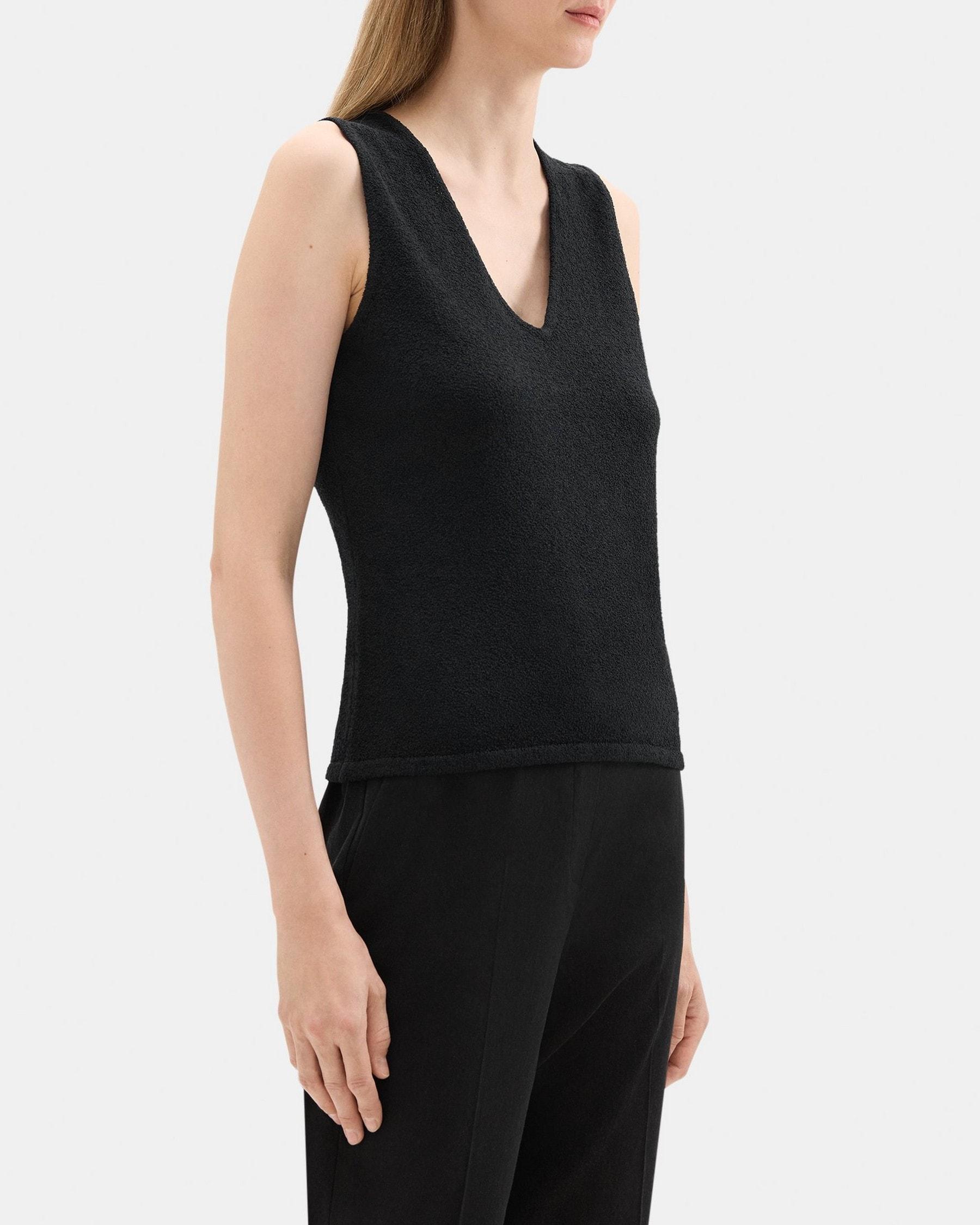 V-Neck Tank in Bouclé Silk-Blend Product Image