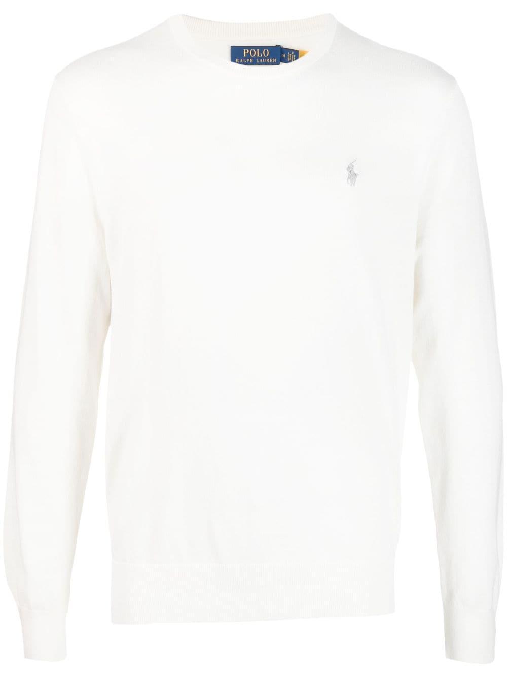 Embroidered-logo Cotton-cashmere Blend Jumper In White Product Image