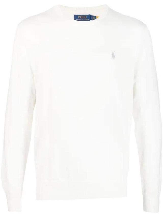 Embroidered-logo Cotton-cashmere Blend Jumper In White Product Image