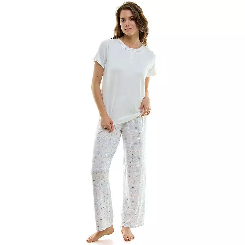 Womens Croft & Barrow Short Sleeve Pajama Top & Pajama Pants Set Product Image