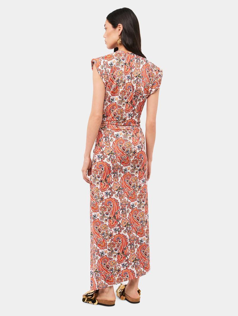 Paisley printed draped dress with signature piercing Product Image