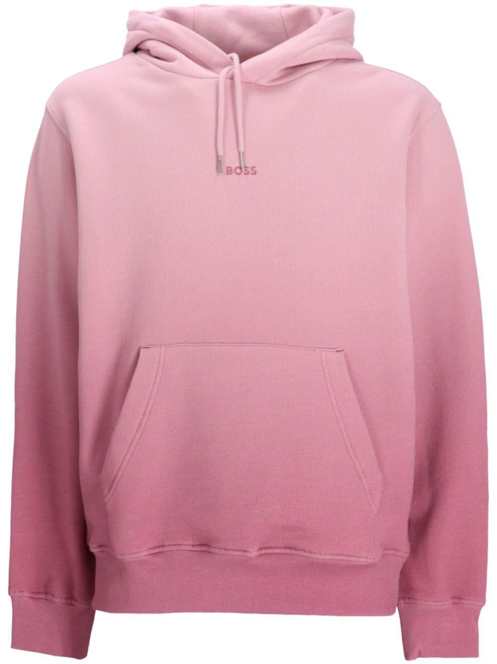 Gradient Dye Cotton Hoodie In Pink Product Image