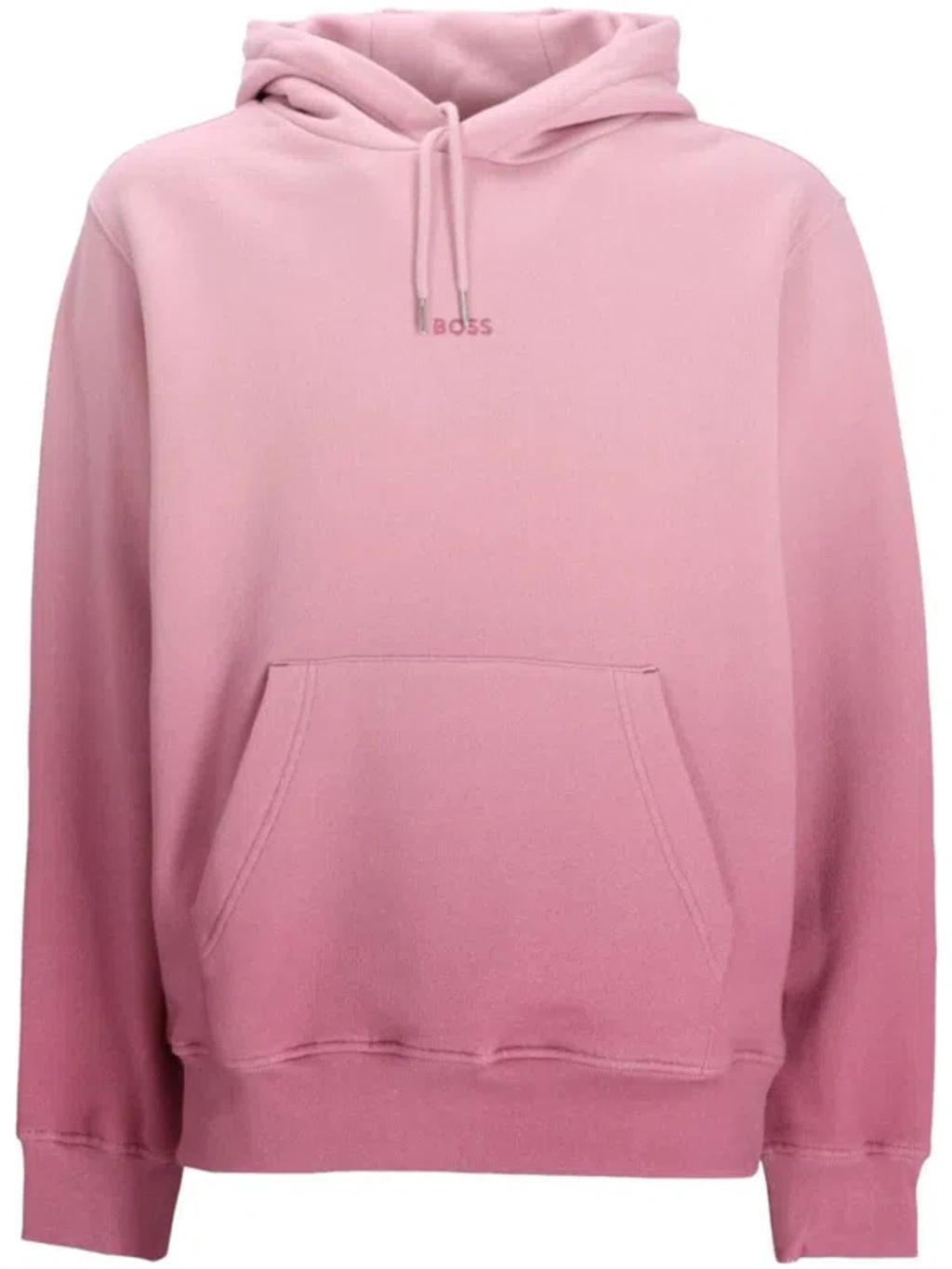 Gradient Dye Cotton Hoodie In Pink Product Image