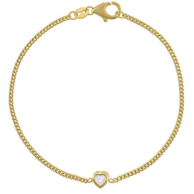 Designs by Gioelli 14k Gold Over Sterling Silver Gemstone Curb Chain Bracelet, Womens, Red Product Image