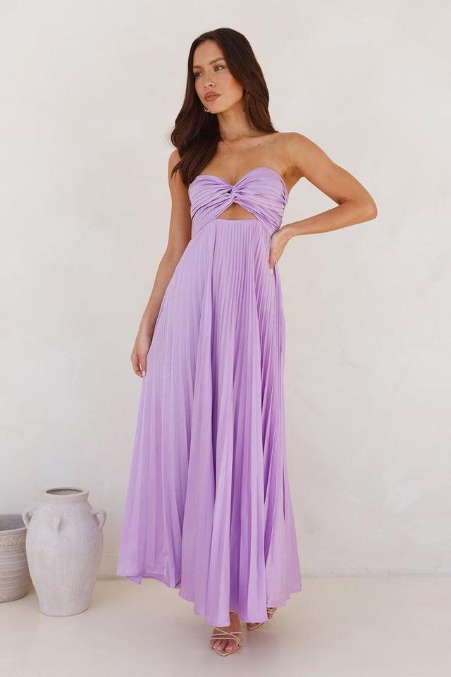 Frosted Berry Strapless Pleated Maxi Dress Lilac Product Image