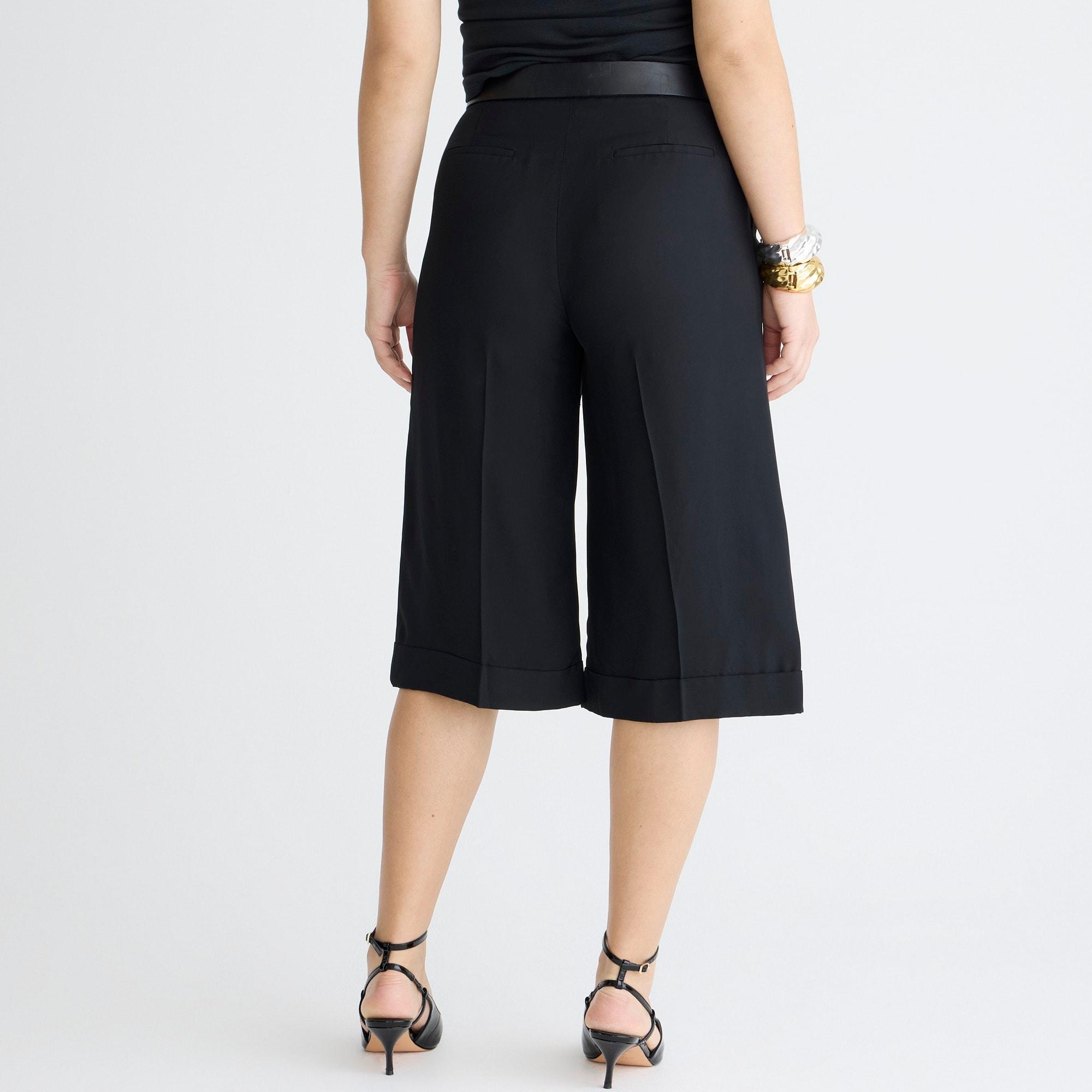 Long pleated trouser short in drapey viscose Product Image