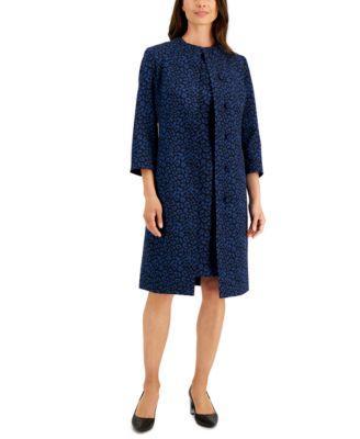 Nipon Boutique Womens Topper Jacket & Sleeveless Sheath Dress - Blue Quartz product image