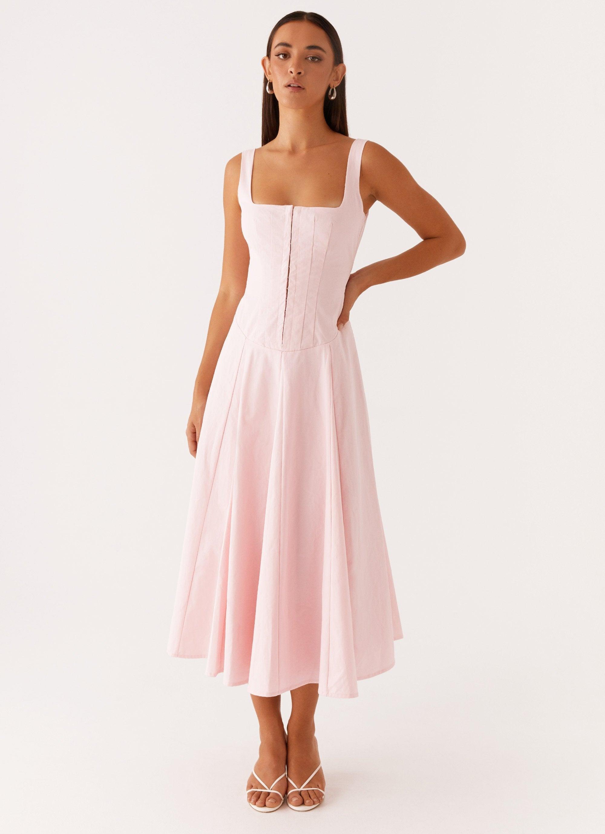 Ebony Midi Dress - Pastel Pink Product Image