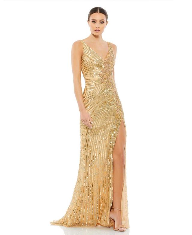 Womens Sleeveless Sequin Gown Product Image