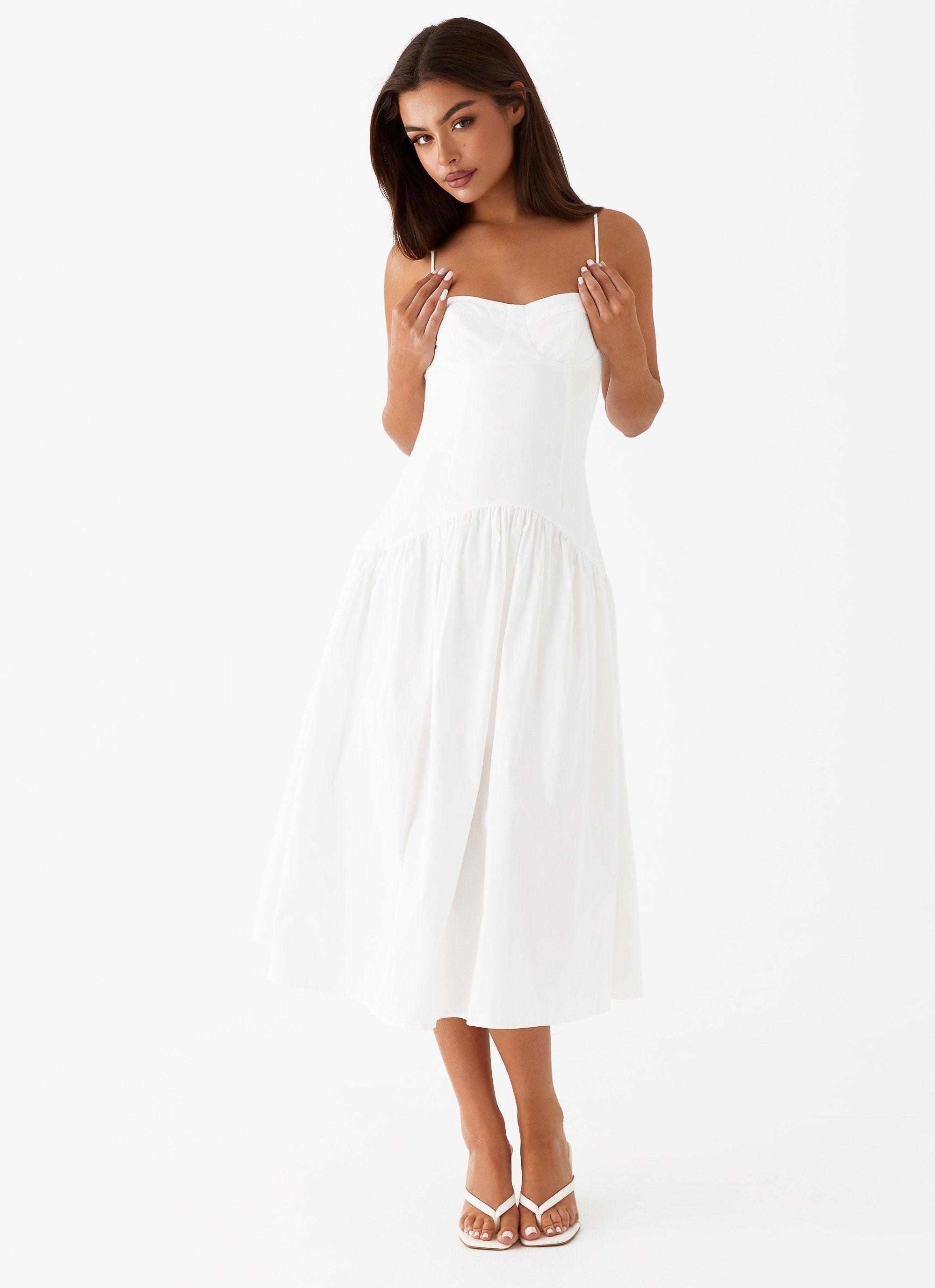 Yvette Corset Midi Dress - White Product Image