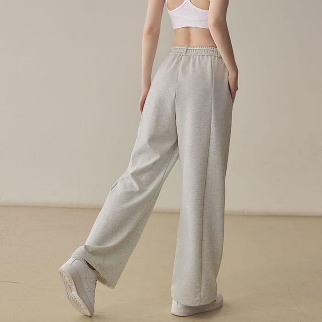 High Waist Plain Straight Leg Sweatpants Product Image