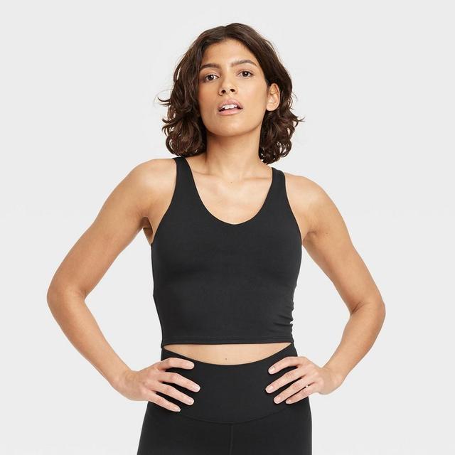 Womens Flex Light Support V-Neck Cropped Sports Bra - All In Motion Black XXS Product Image