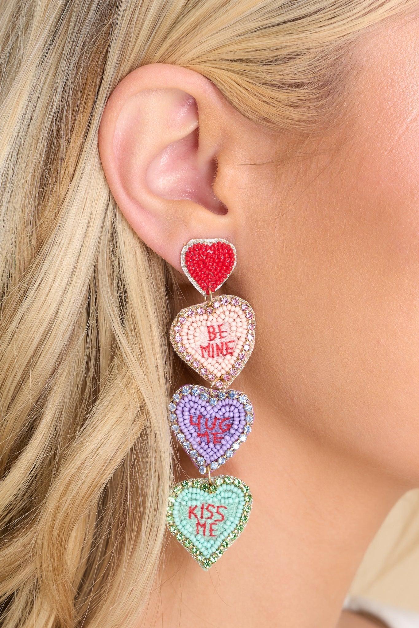 Sweetest Heart Red Multi Beaded Earrings Product Image