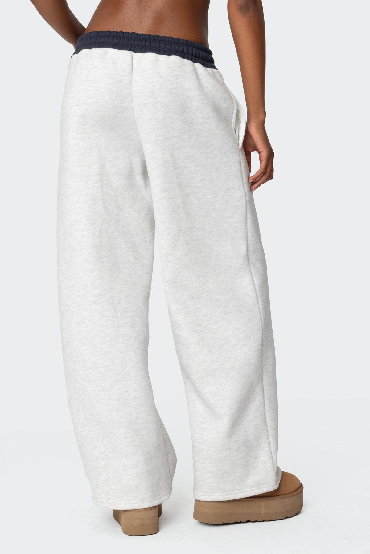 Edikted Contrast Embroidered Sweatpants Product Image