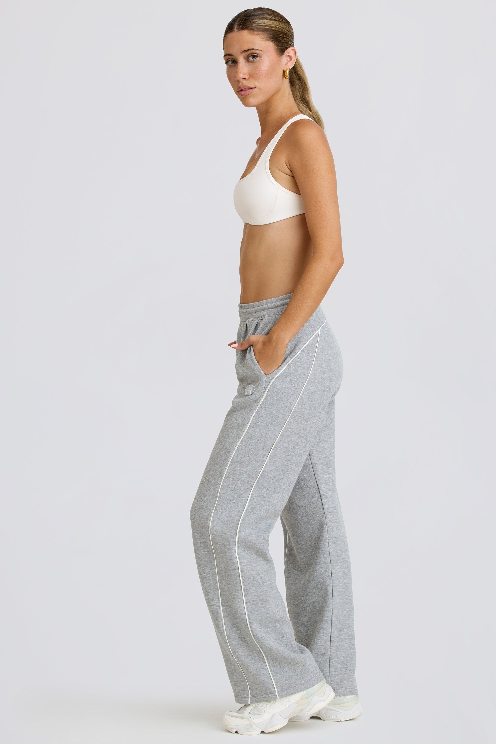 Petite Mid-Rise Straight-Leg Joggers in Grey Marl Product Image