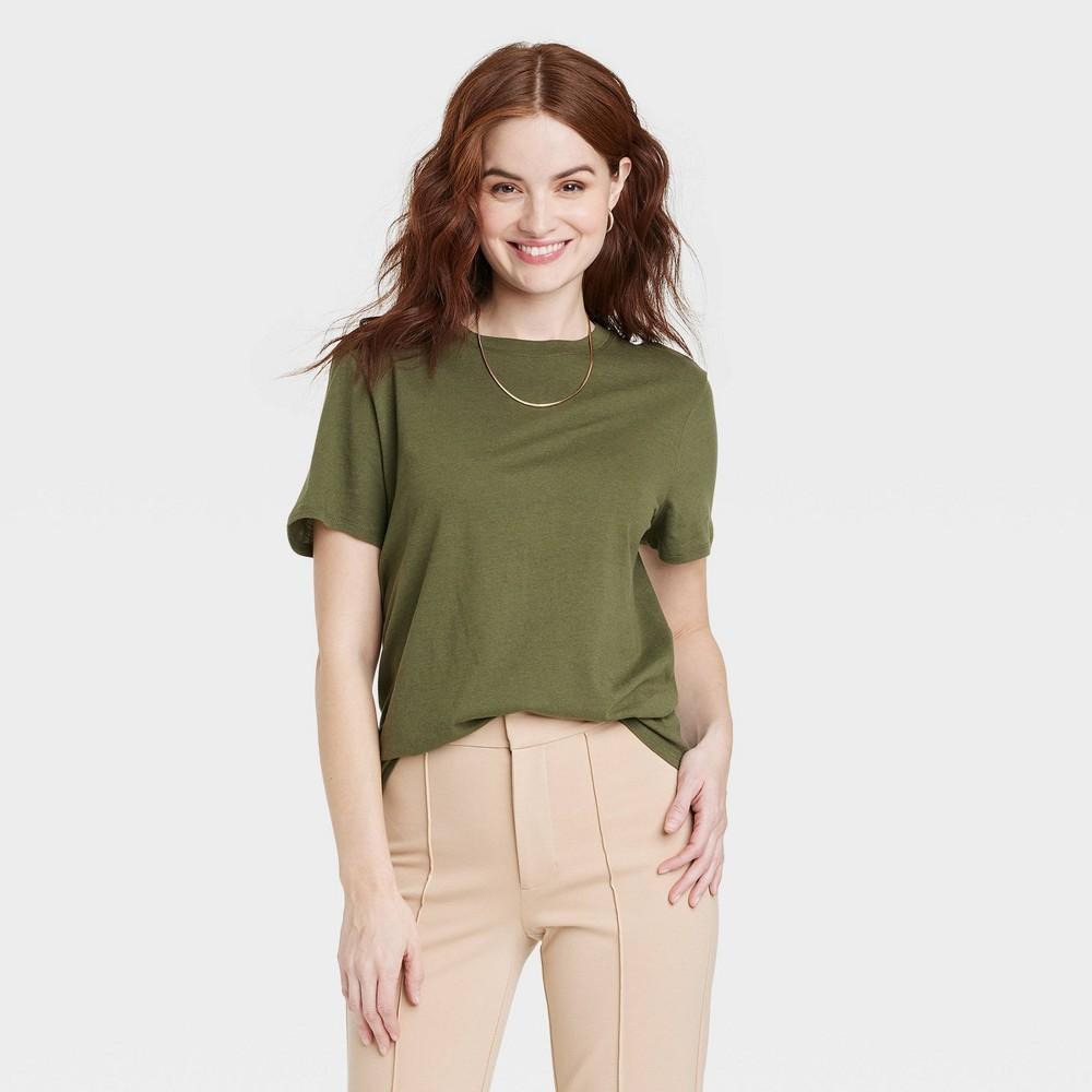 Womens Relaxed T-Shirt - A New Day Olive Green S Product Image