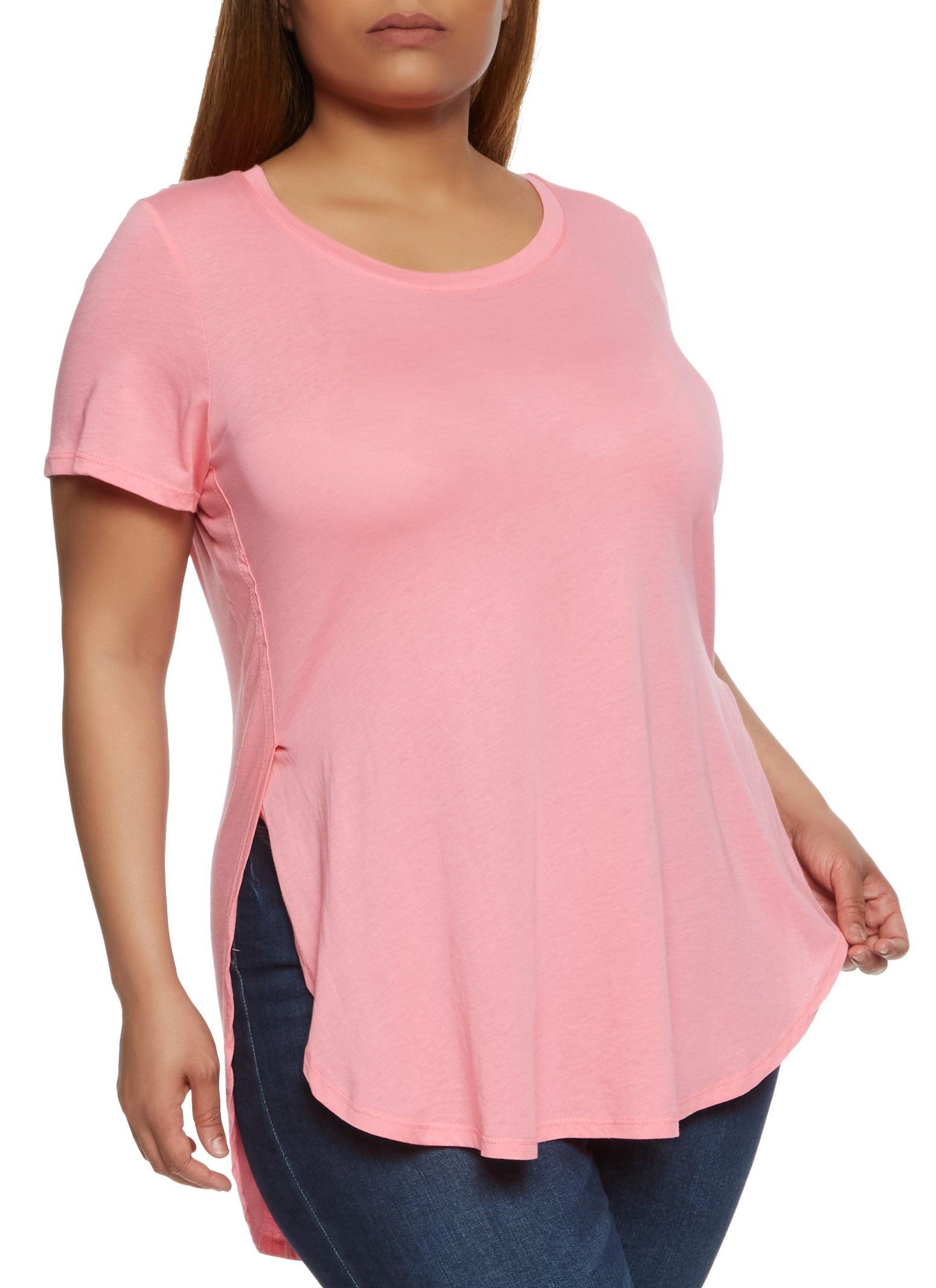 Womens Plus Size Basic Split Hem Tee Product Image