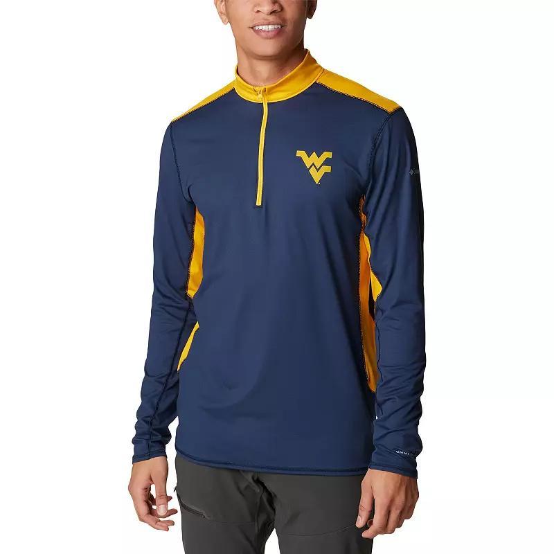 Mens Columbia West Virginia Mountaineers Tech Trail Omni-Shade Quarter-Zip Top Blue Product Image