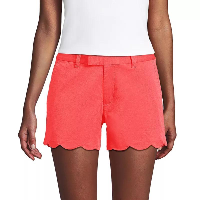 Womens Lands End Mid Rise Scallop Hem 5-in. Chino Shorts Product Image