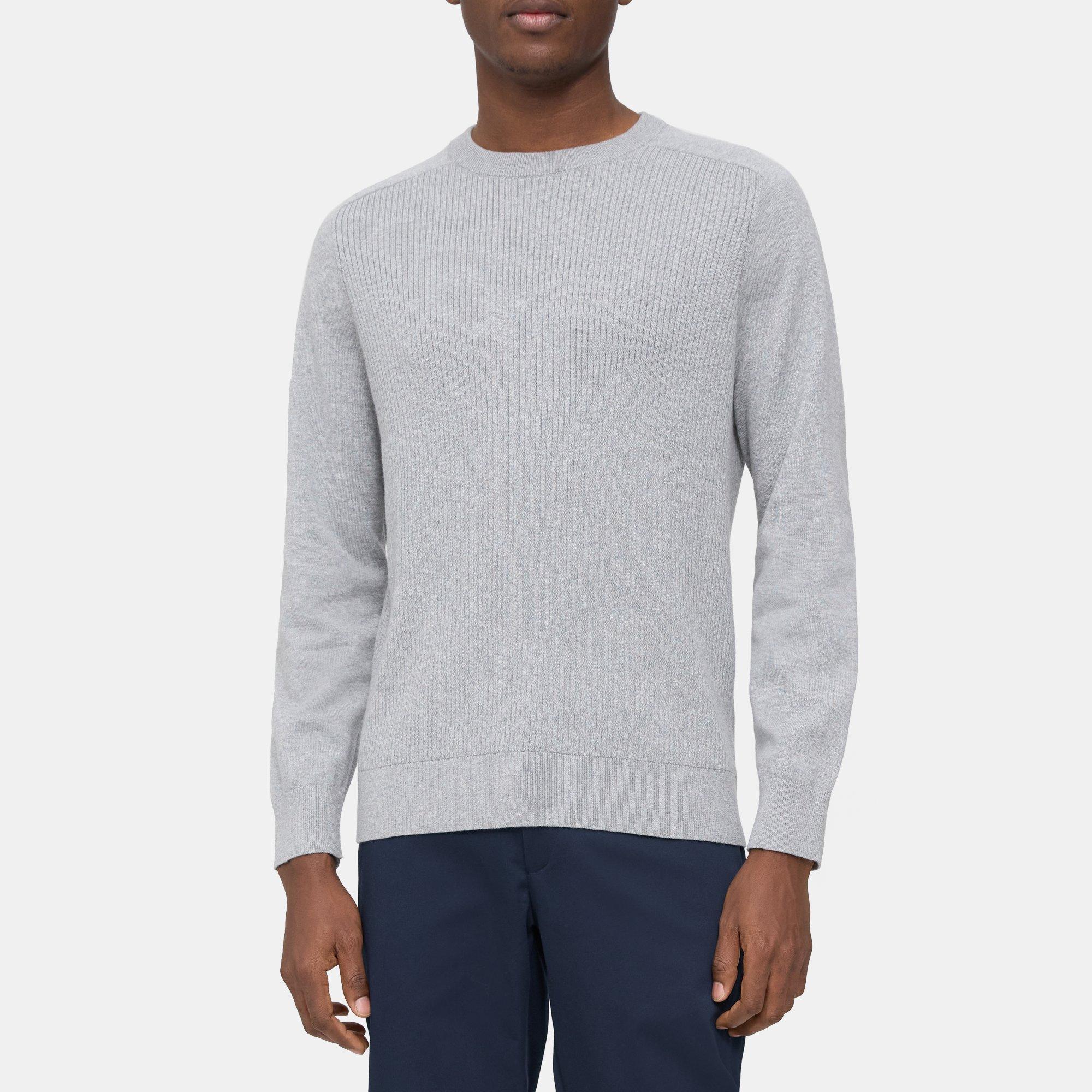 Cotton-Cashmere Ribbed Crewneck Sweater | Theory Outlet Product Image