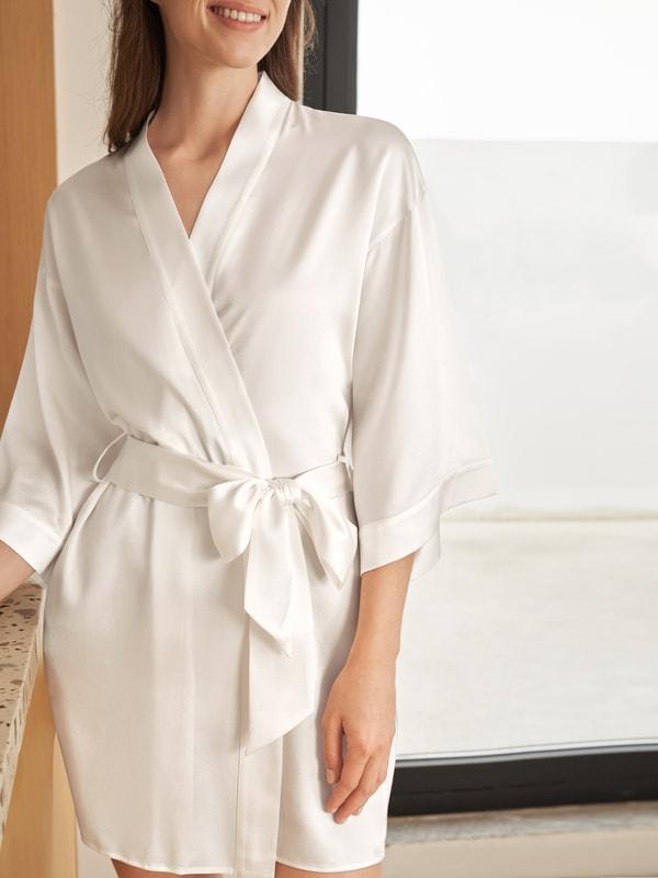 Glossy Silk Mini Robe For Women Product Image