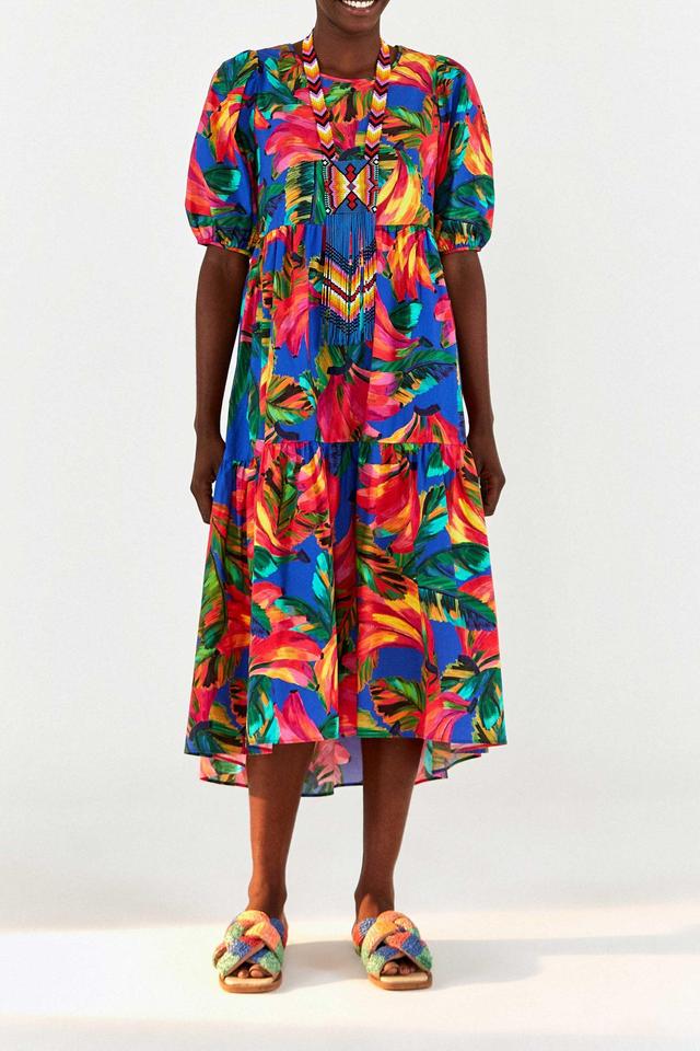 Blue Bananamix Puff Sleeve Midi Dress, BANANA MIX / XS Product Image