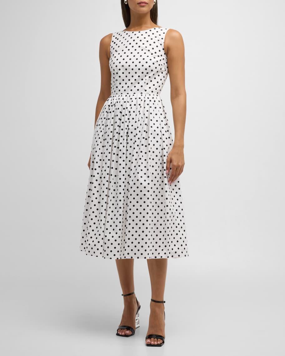 Logo Polka-Dot Print Sleeveless Midi Dress Product Image