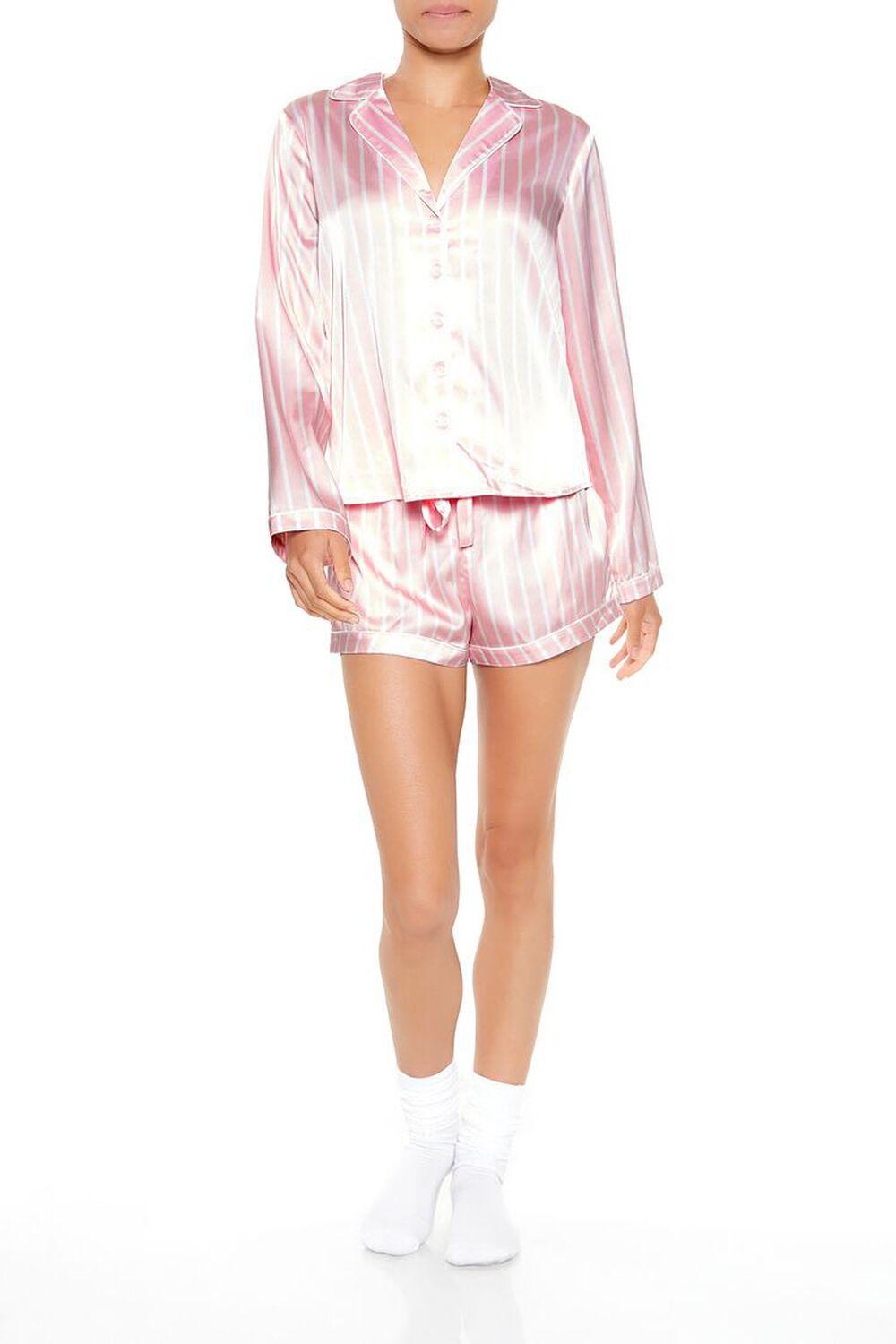 Striped Shirt & Shorts Pajama Set | Forever 21 Product Image