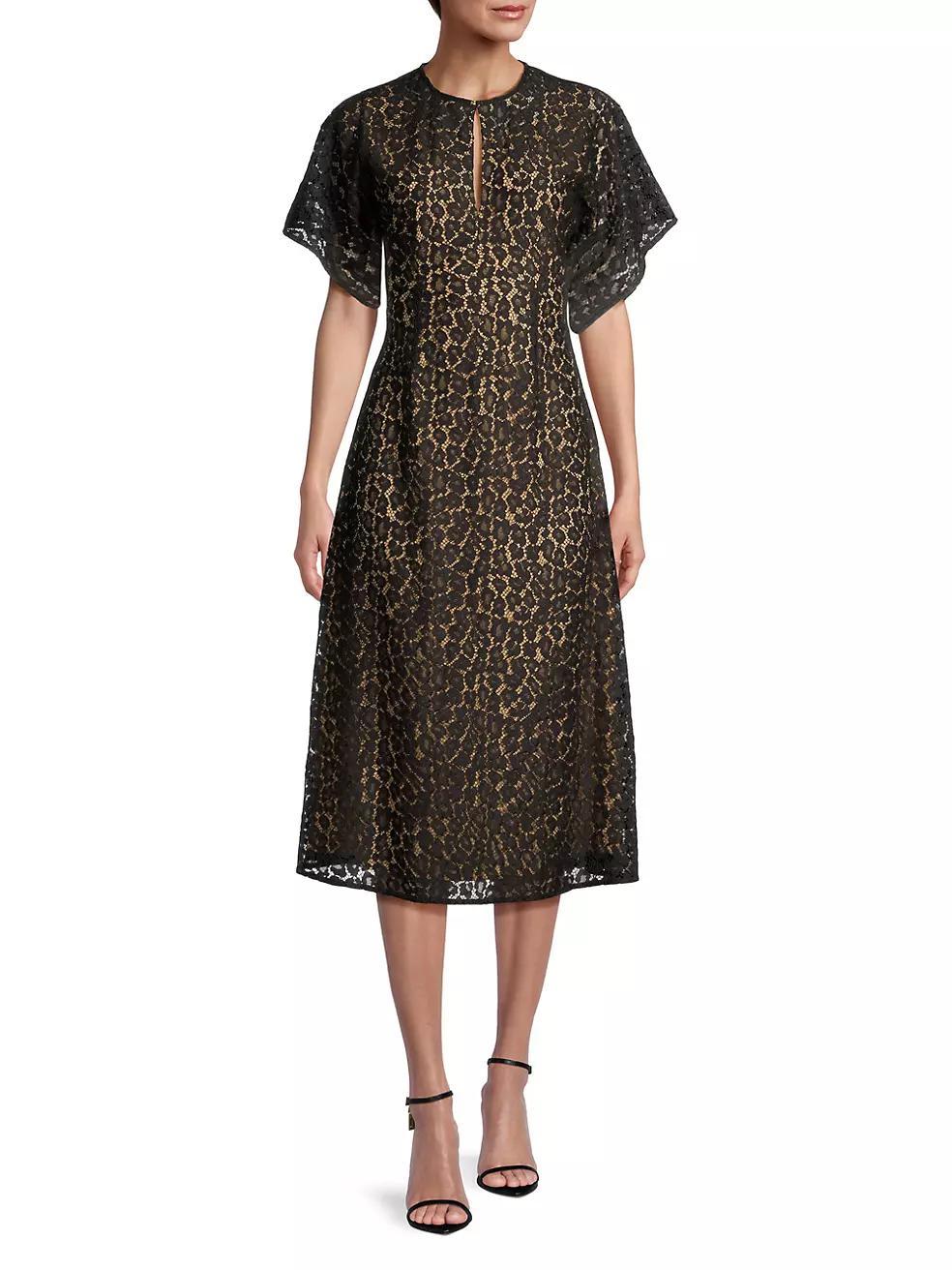 Leopard Lace Midi-Dress Product Image