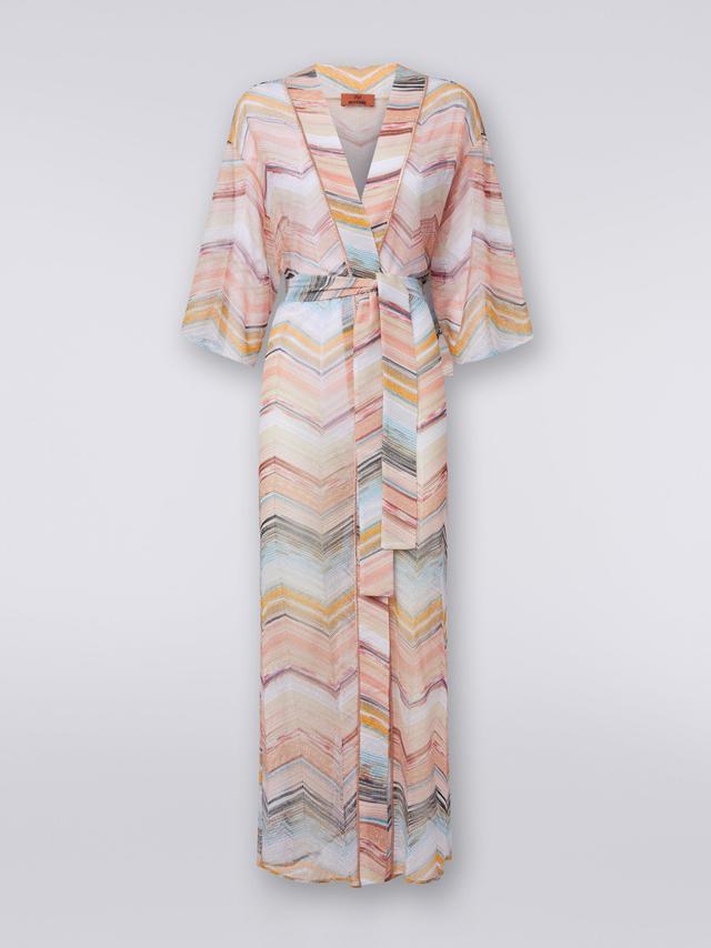 Long chevron dressing gown cover up with lurex Product Image