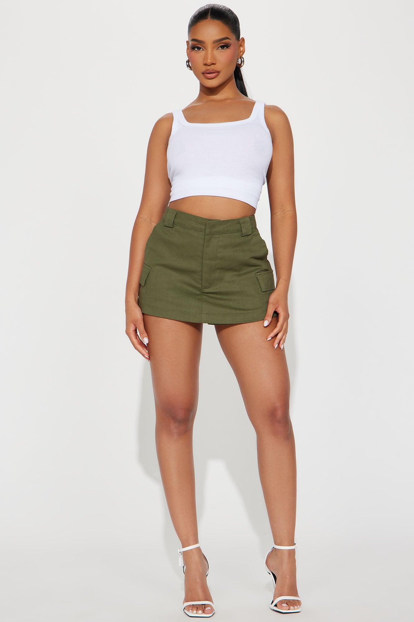 Caught You Looking Cargo Skort - Olive product image