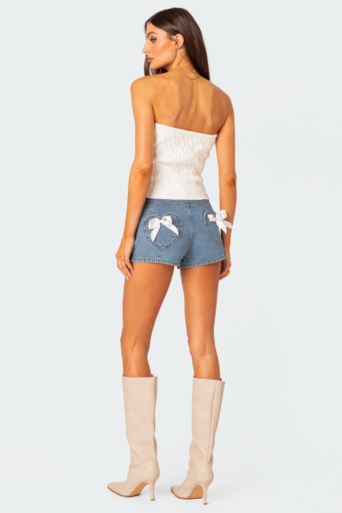 North Cable Knit Strapless Top Product Image