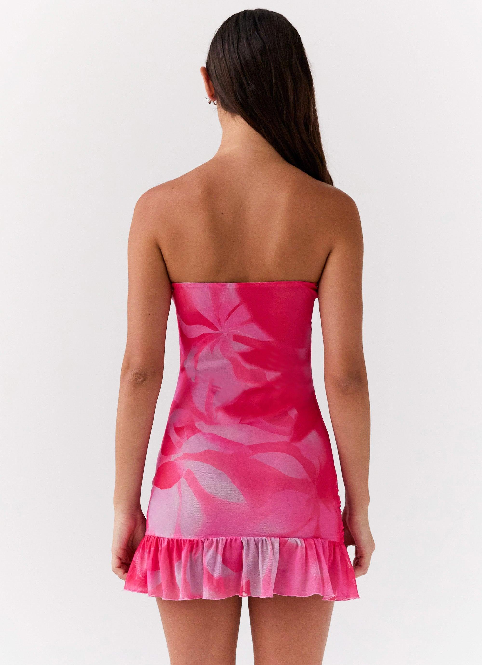 Besa Mesh Mini Dress - Neon Blush Product Image