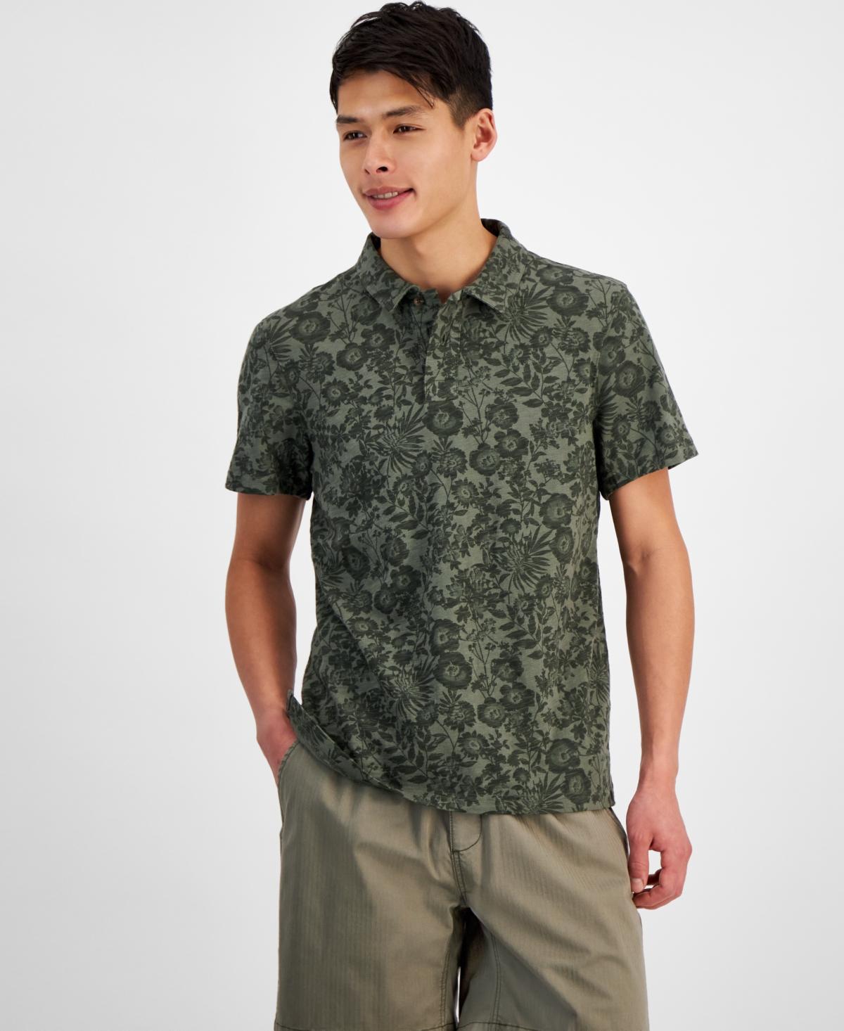 Sun + Stone Mens Floral Slub Short Sleeve Polo Shirt, Created for Macys Product Image