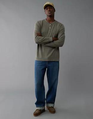 AE Long-Sleeve Thermal Henley T-Shirt Product Image