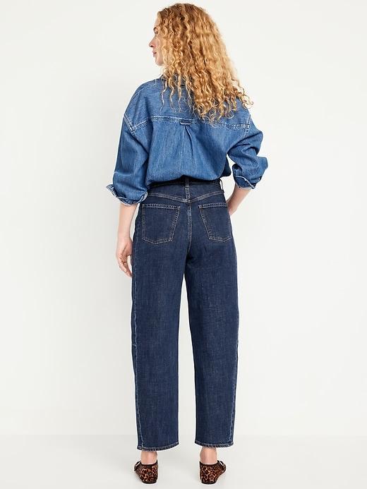 High-Waisted Barrel Ankle Jeans Product Image