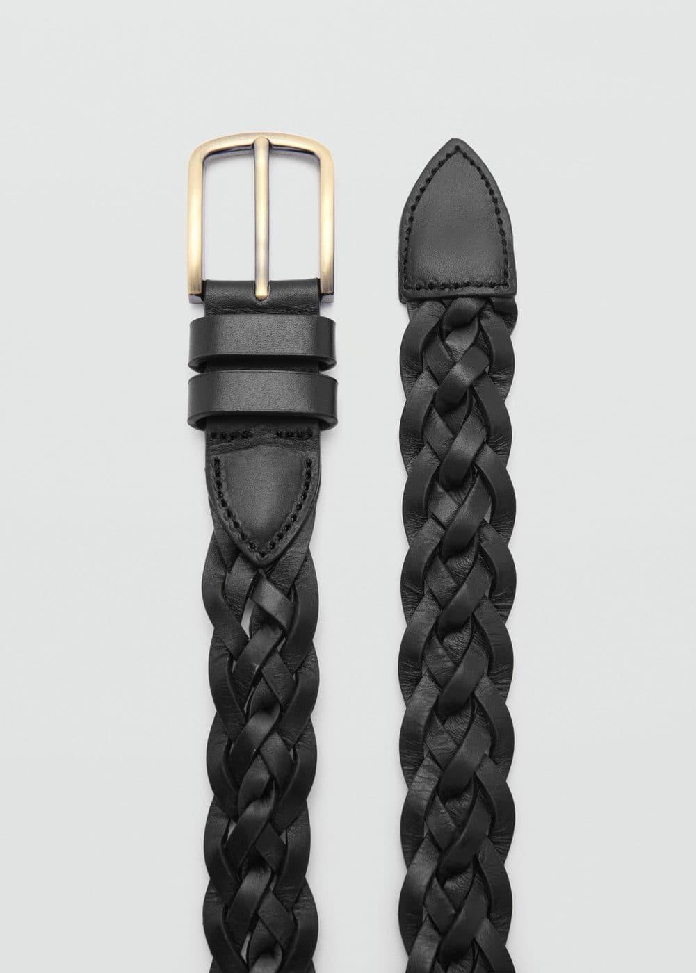 MANGO MAN - 100% braided leather belt blackMen Product Image