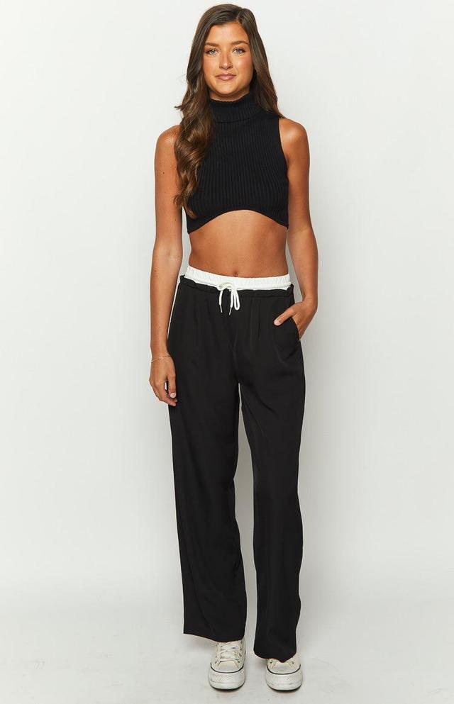 Sable Black Contrast Waistband Pants Product Image