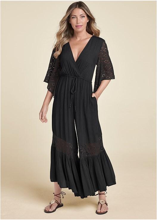 Wide Leg Lace Trim Jumpsuit Product Image