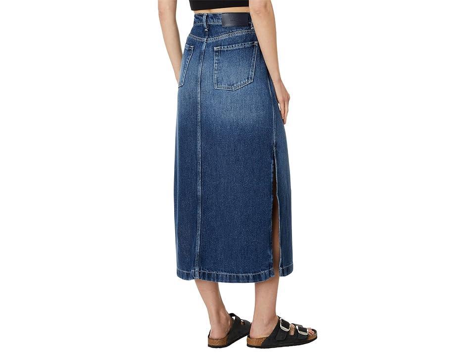 Womens Stretch Denim Midi-Skirt Product Image