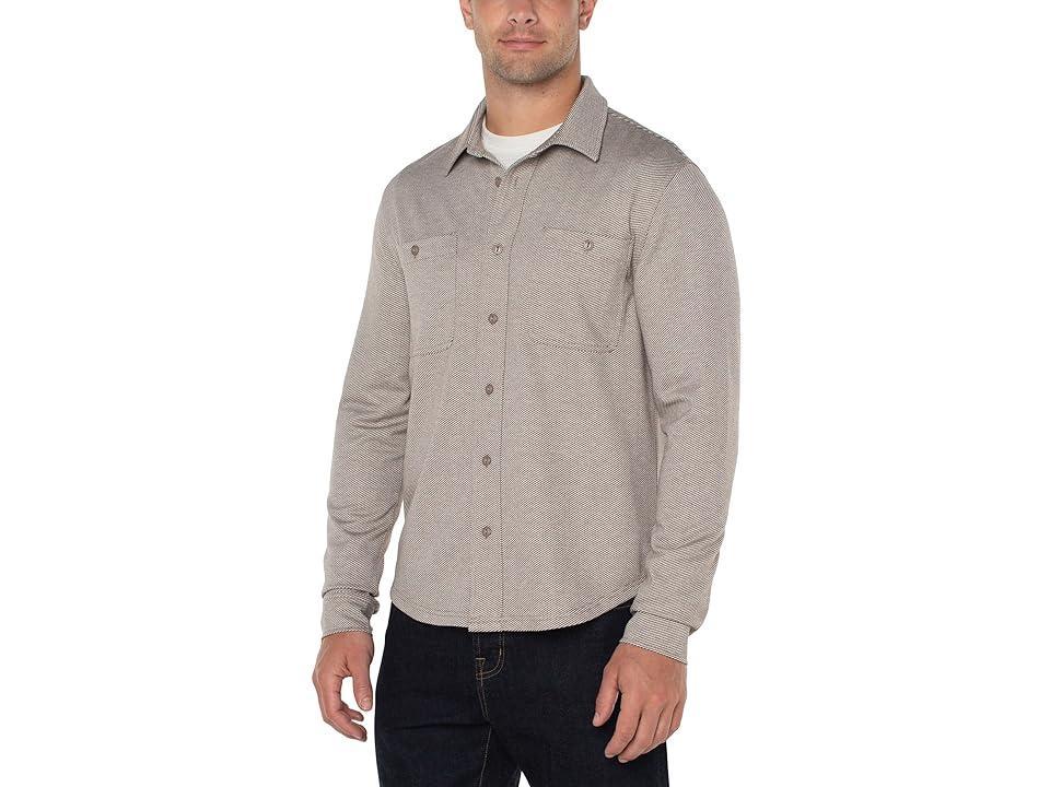 Liverpool Los Angeles Knit Button Up Shirt (Maple/Ivory Mul) Men's Short Sleeve Knit product image