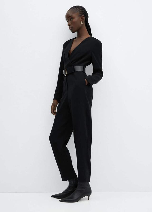 MANGO - Belt wrap jumpsuit blackWomen Product Image