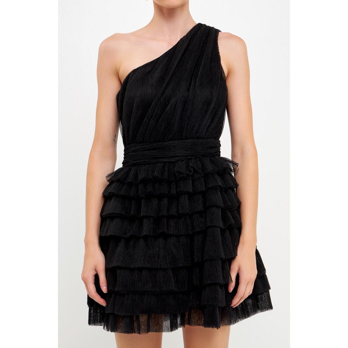 Womens Tiered Tulle Mini Dress Product Image