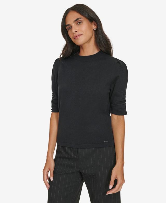 Calvin Klein Womens Elbow-Sleeve Crewneck Sweater Product Image