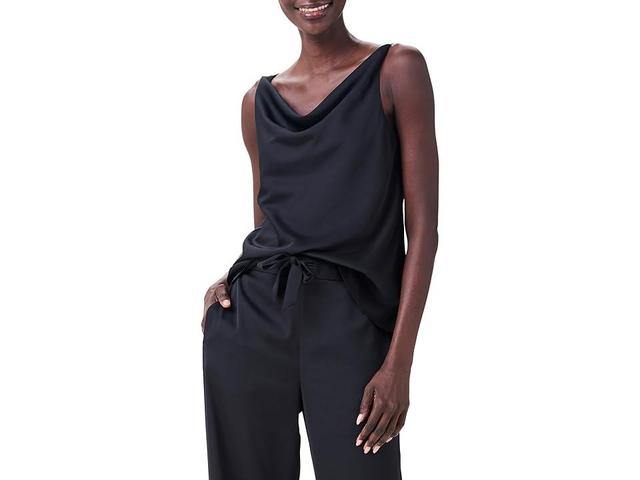 NIC+ZOE Petite Crepe Drape Tank Onyx) Women's Clothing Product Image